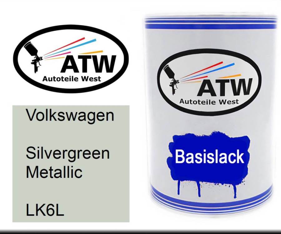 Volkswagen, Silvergreen Metallic, LK6L: 500ml Lackdose, von ATW Autoteile West.